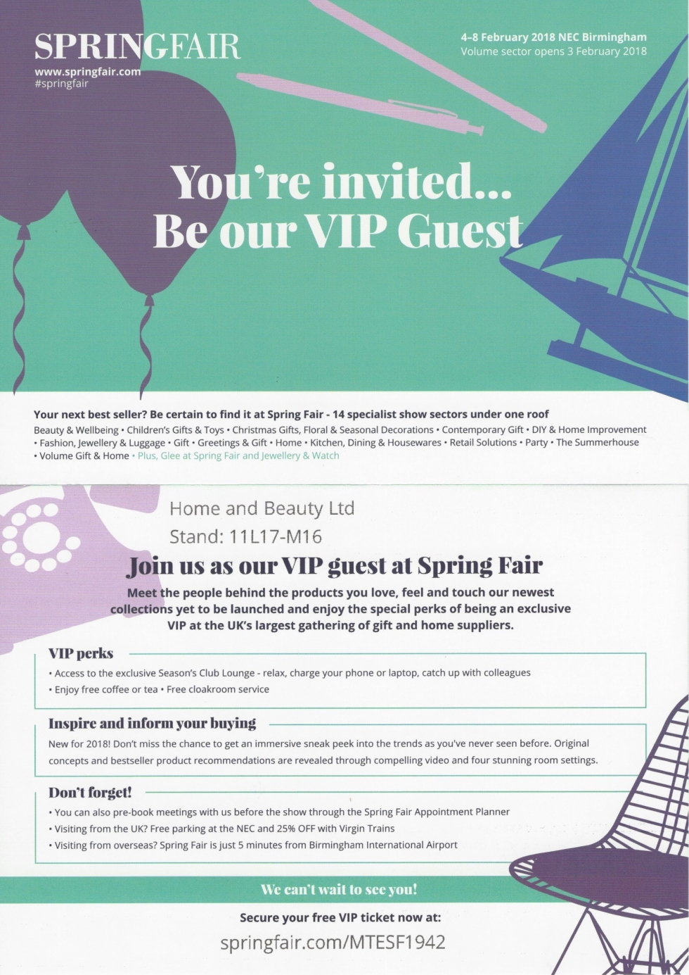 Visit the Spring Fair 2018 with 'VIP Perks' - Be our Guest   - Image